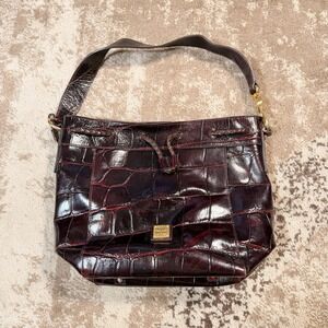 Dooney & Bourke Purse Embossed Croc Large Cassidy Hobo Shoulder Bucket Bag